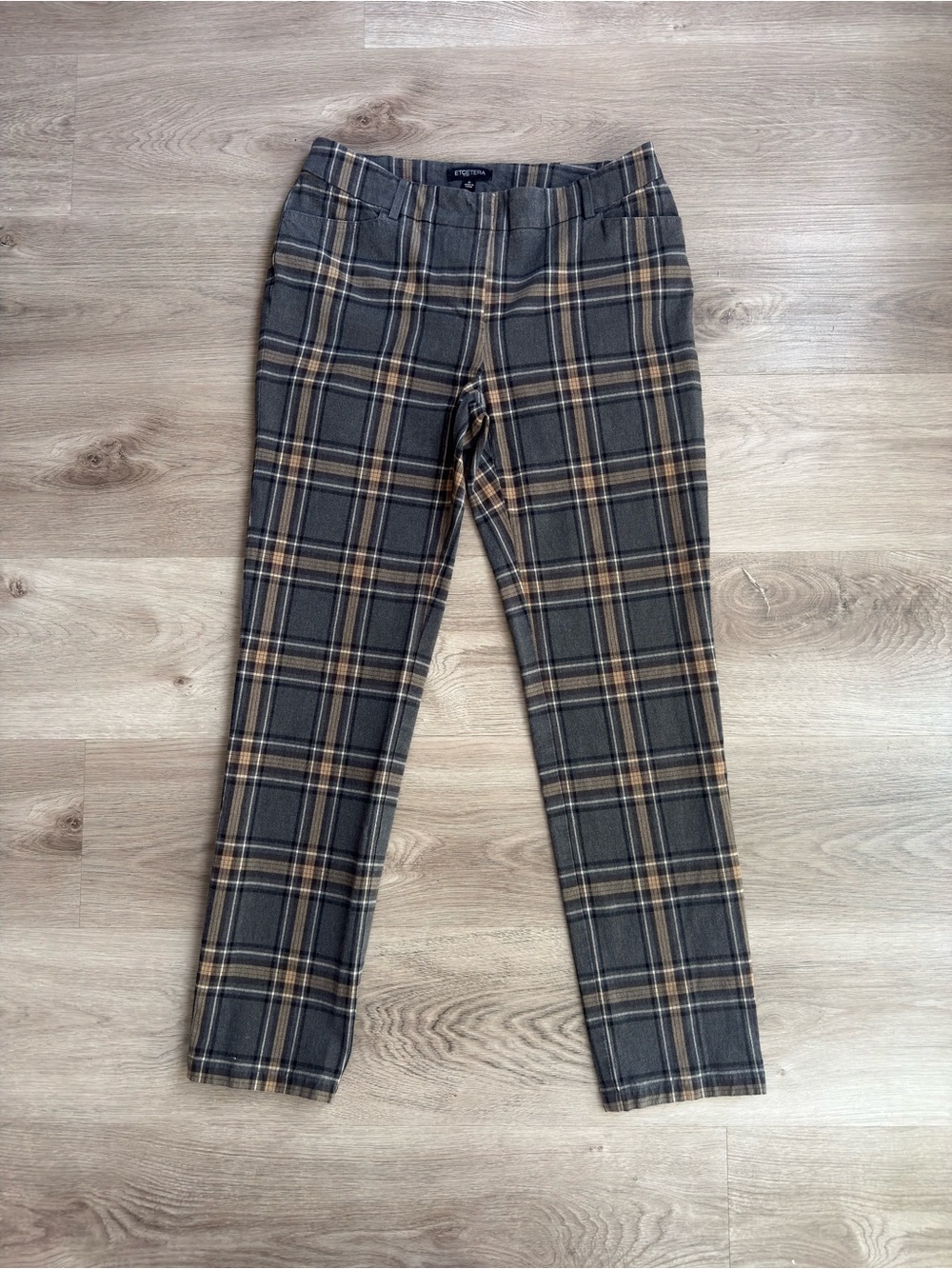 Etcetera Size 6 Plaid Slim Straight Leg Pants Y2K Style